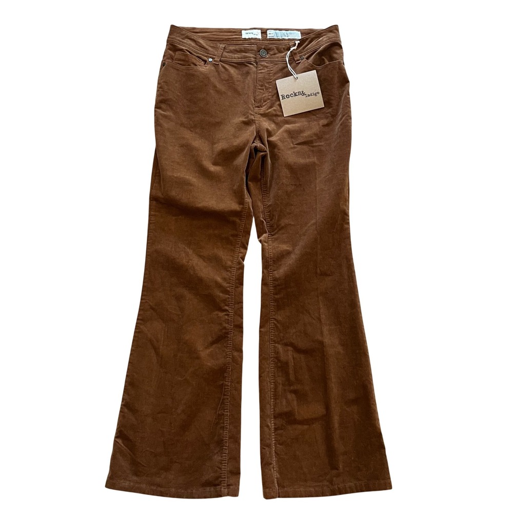 Rocks‎ & Indigo Brown Corduroy Flare Pants Womens 14/31 New With Tags Boho Retro